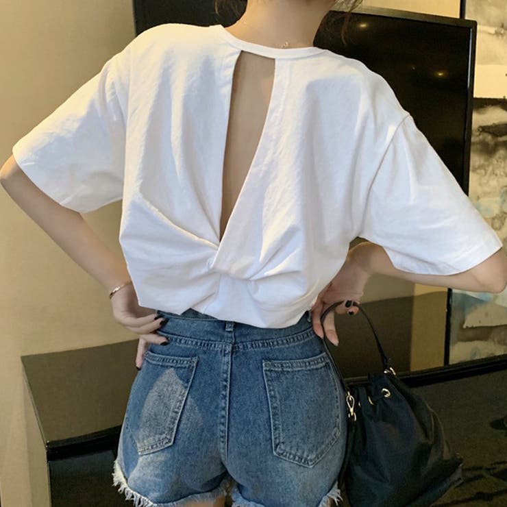 バックツイスト開きルーズTシャツ 春 夏 | Alvia | 詳細画像8 