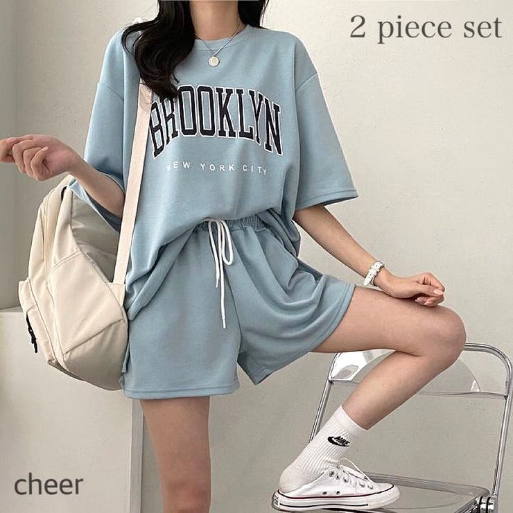 BROOKLYNプリントルーズTシャツ×ショートパンツSET 春 夏 | CHEER【WOMEN】 | 詳細画像1 