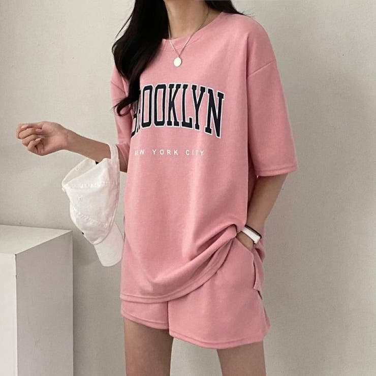 BROOKLYNプリントルーズTシャツ×ショートパンツSET 春 夏 | CHEER【WOMEN】 | 詳細画像13 