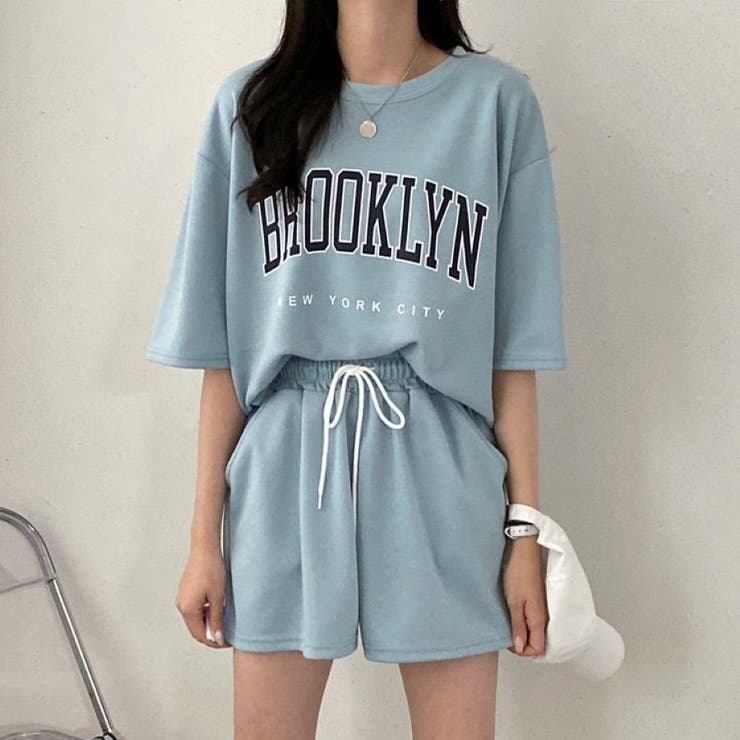 BROOKLYNプリントルーズTシャツ×ショートパンツSET 春 夏 | CHEER【WOMEN】 | 詳細画像2 