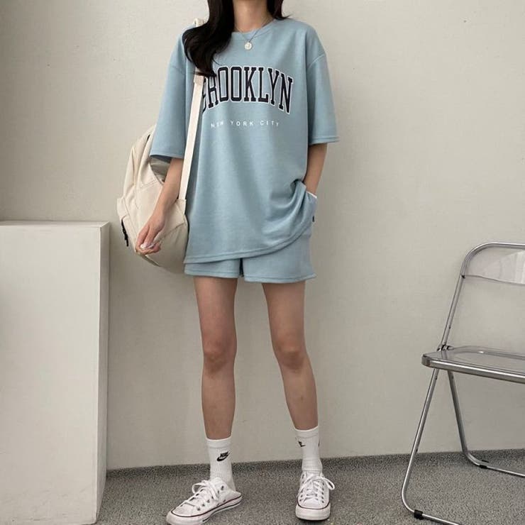 BROOKLYNプリントルーズTシャツ×ショートパンツSET 春 夏 | CHEER【WOMEN】 | 詳細画像4 