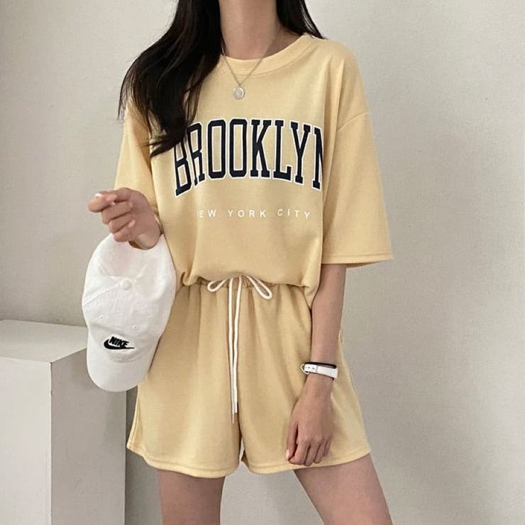 BROOKLYNプリントルーズTシャツ×ショートパンツSET 春 夏 | CHEER【WOMEN】 | 詳細画像8 