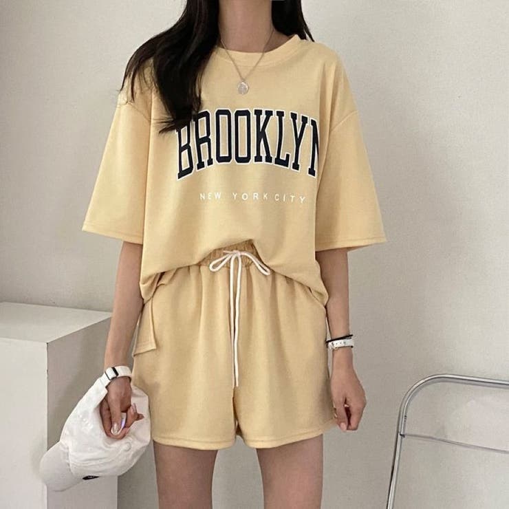 BROOKLYNプリントルーズTシャツ×ショートパンツSET 春 夏 | CHEER【WOMEN】 | 詳細画像9 
