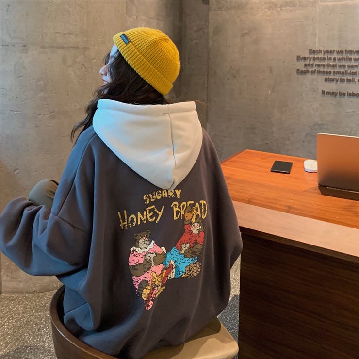 HONEY BREADプリントルーズパーカー  秋[品番：CROW0000998]｜CHEER【WOMEN】（チアー）のレディースファッション通販｜SHOPLIST（ショップリスト）