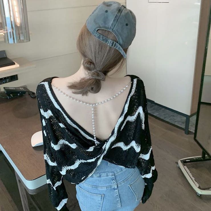 2WAYウェーブ柄透かしツイストトップス 春 夏 | Alvia | 詳細画像17 