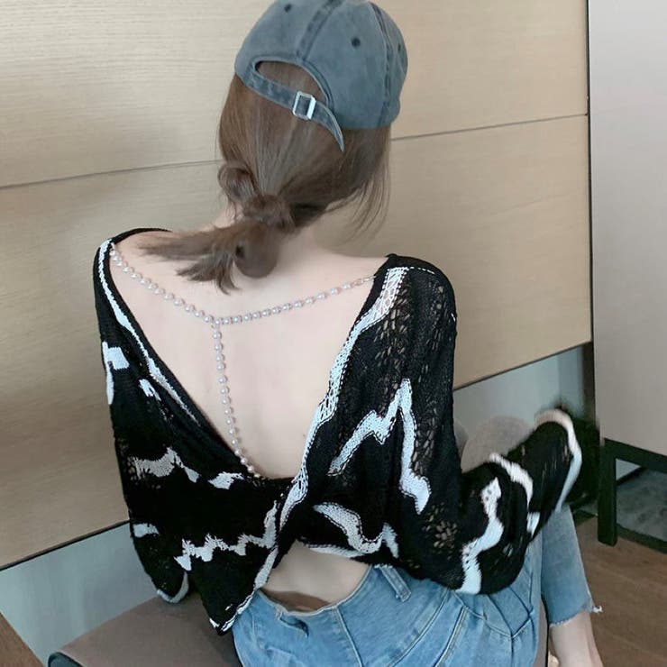 2WAYウェーブ柄透かしツイストトップス 春 夏 | Alvia | 詳細画像18 