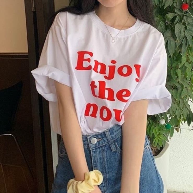 ホワイト | EnjoyプリントルーズTシャツ 春 夏 | Alvia