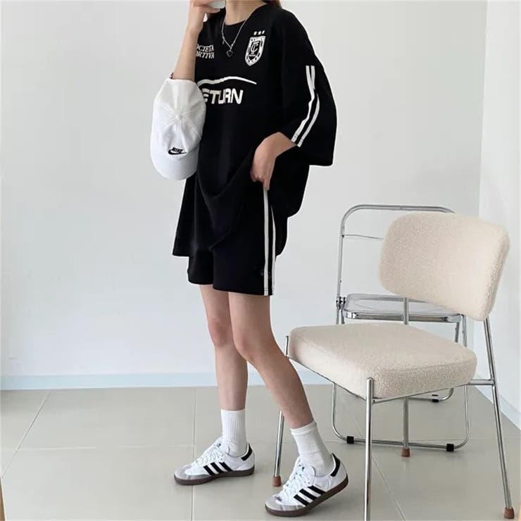 RETURNプリントTシャツ×ショートパンツSET 春 夏 | Alvia | 詳細画像17 
