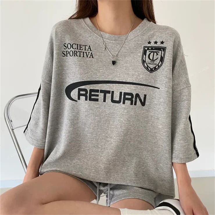 RETURNプリントTシャツ×ショートパンツSET 春 夏 | Alvia | 詳細画像9 