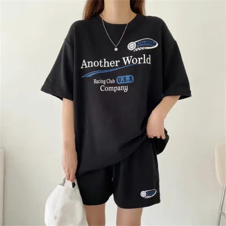 RacingプリントTシャツ×ショートパンツSET 春 夏 | Alvia | 詳細画像10 