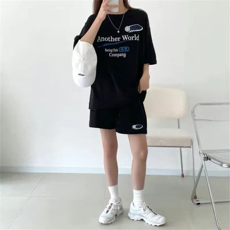 RacingプリントTシャツ×ショートパンツSET 春 夏 | Alvia | 詳細画像15 