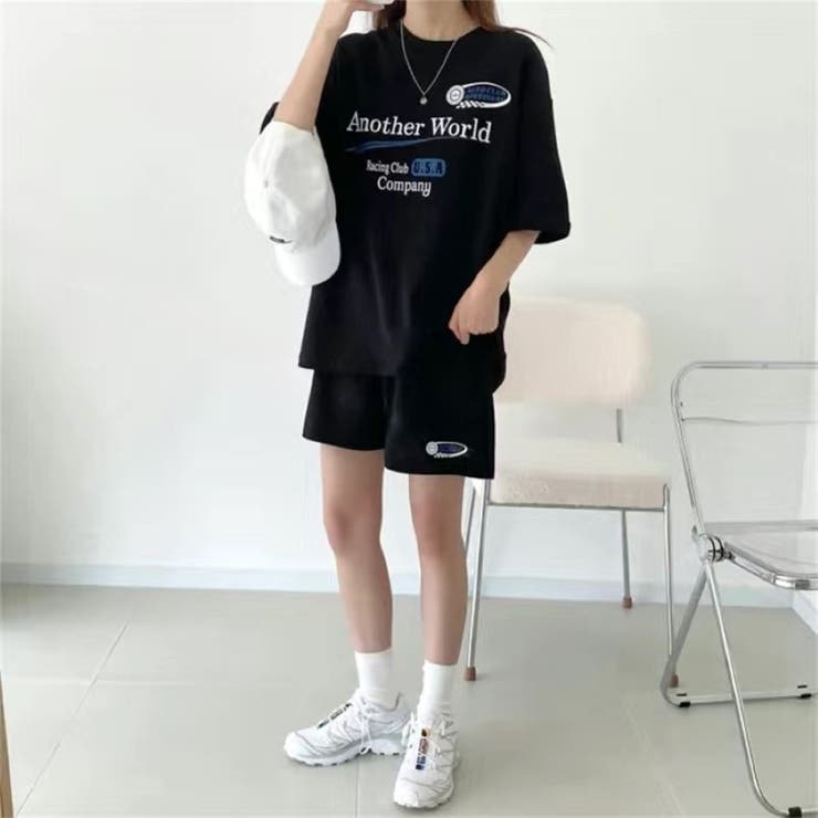 RacingプリントTシャツ×ショートパンツSET 春 夏 | Alvia | 詳細画像16 