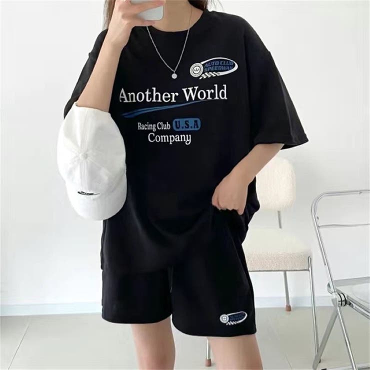 RacingプリントTシャツ×ショートパンツSET 春 夏 | Alvia | 詳細画像17 