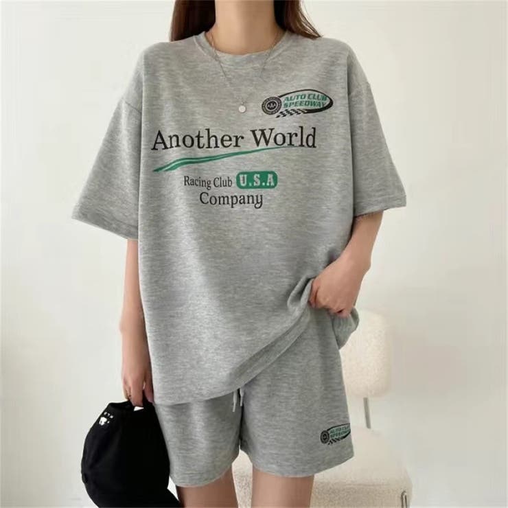 RacingプリントTシャツ×ショートパンツSET 春 夏 | Alvia | 詳細画像2 