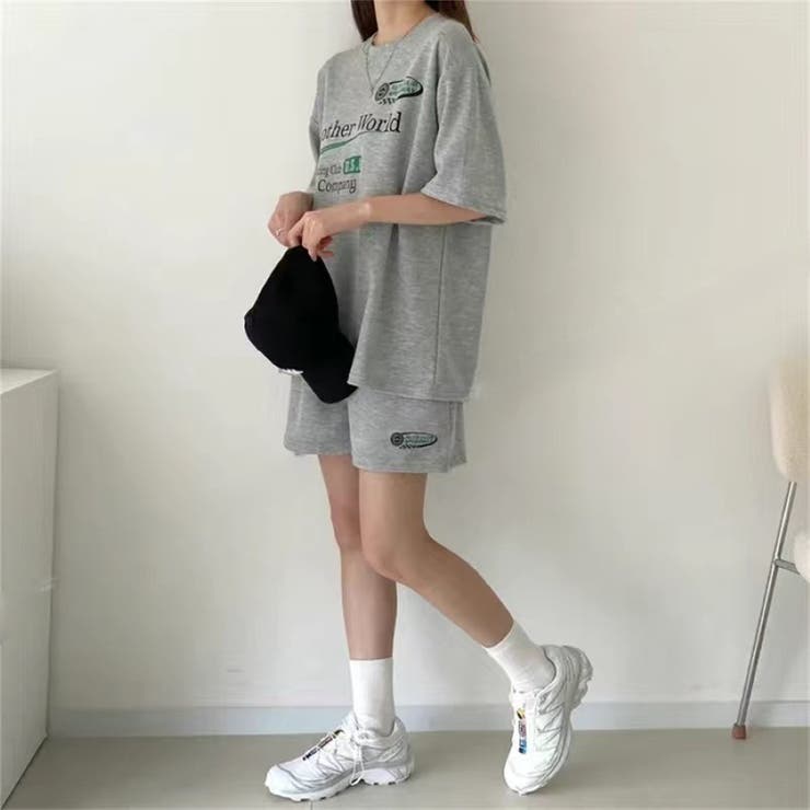 RacingプリントTシャツ×ショートパンツSET 春 夏 | Alvia | 詳細画像5 
