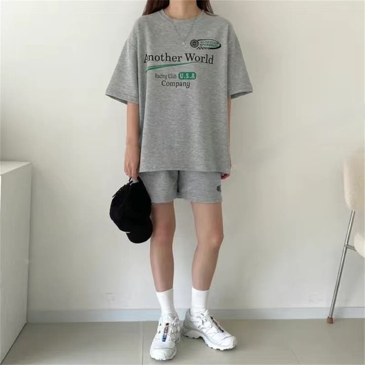 RacingプリントTシャツ×ショートパンツSET 春 夏 | Alvia | 詳細画像6 