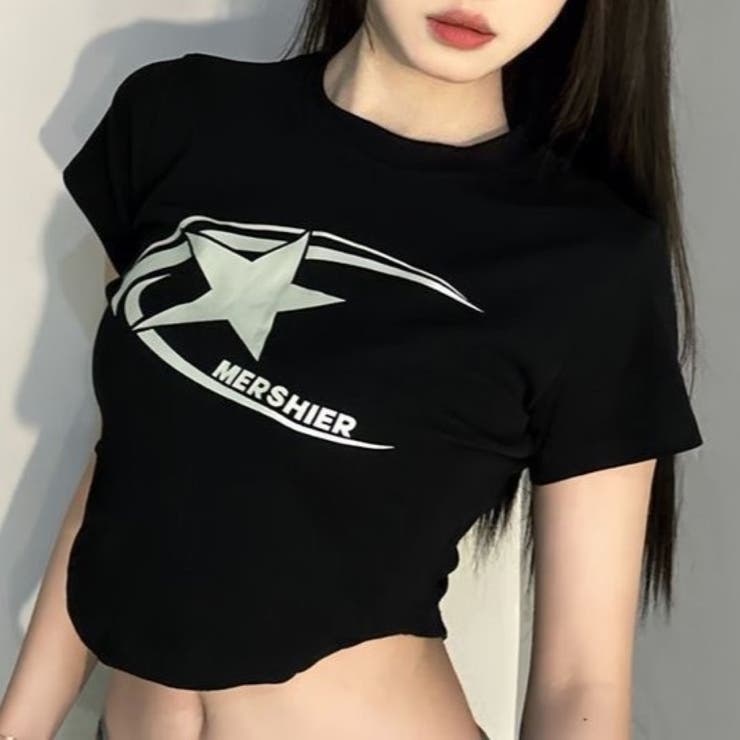 スタープリント短丈チビTシャツ 春 夏 | Alvia | 詳細画像8 