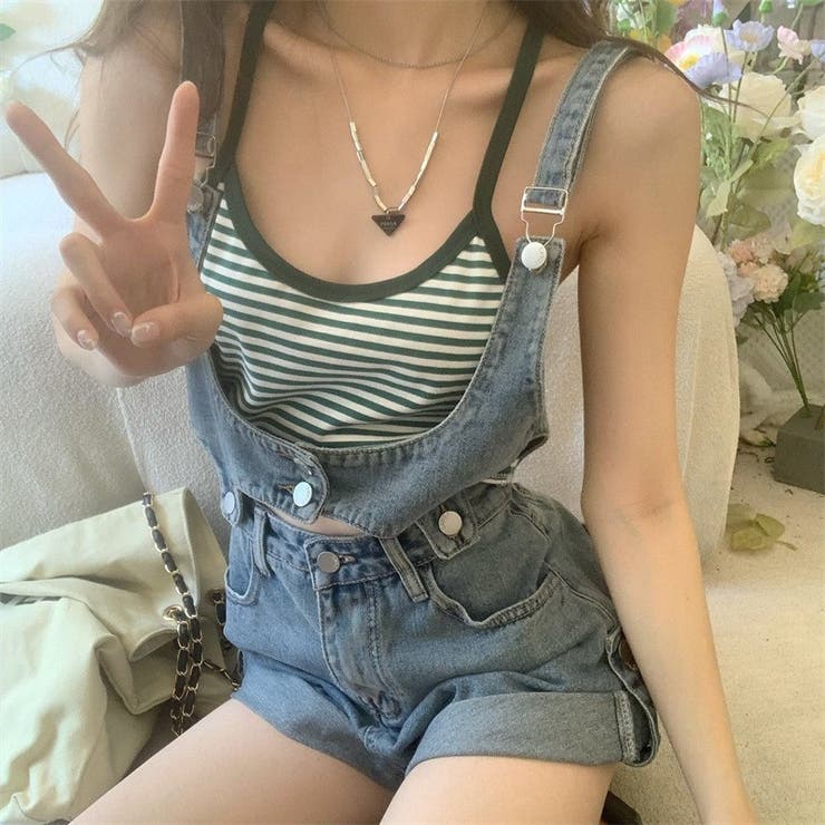 レア☆新品d.i.a.☆2wayサロペット、ショーパン デニム atelier SOMETHING 2WAY LACE UP SALOPETTE SKIRT/レースアップ