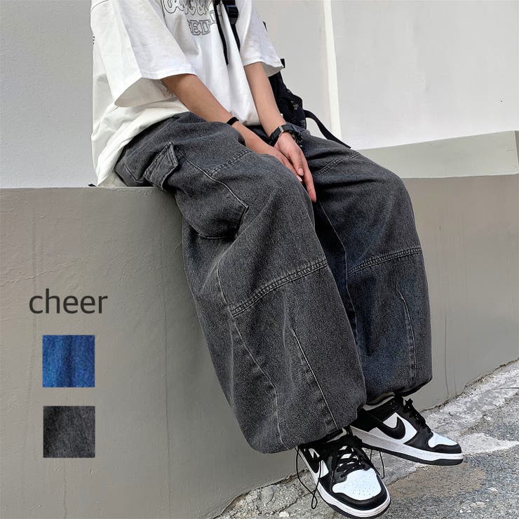 デニムワイドカーゴパンツ 韓国 パンツ[品番：CROW0000849]｜CHEER 