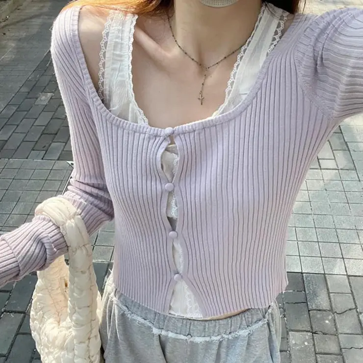 ラベンダー | レイヤード風 ニットトップス | Alvia