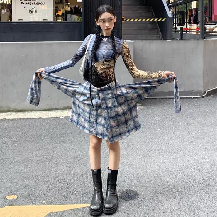 異素材ミックスシアートップス レイヤード風Y2Kスタイル 切り替えチュールトップス | Alvia | 詳細画像16 