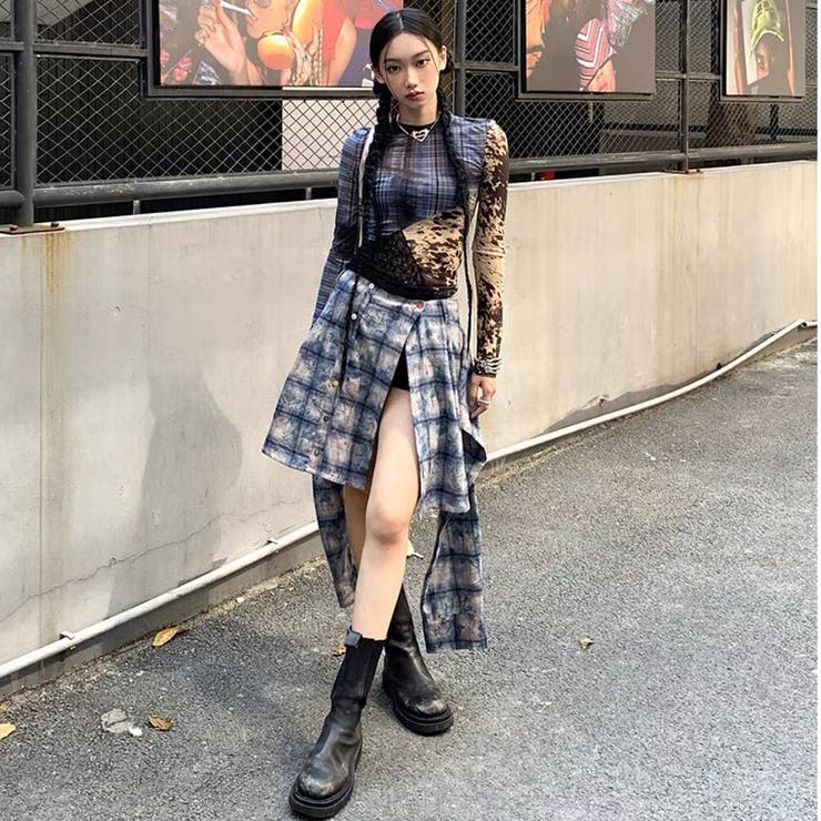 異素材ミックスシアートップス レイヤード風Y2Kスタイル 切り替えチュールトップス | Alvia | 詳細画像8 