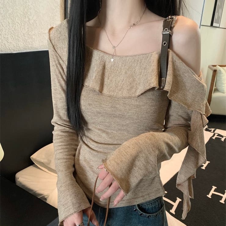 オフショルダー フリル袖トップス | Alvia | 詳細画像1 