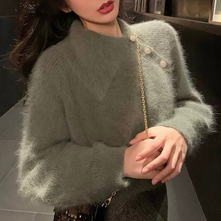 アシメネック×ボタンジャギーニット | Alvia | 詳細画像11 