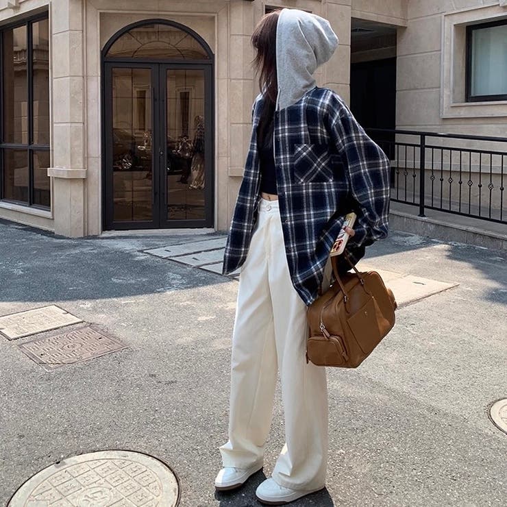 フード付きゆったりチェック柄シャツ | Alvia | 詳細画像14 