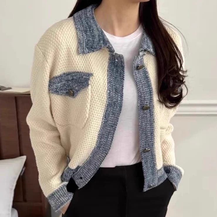 配色ニットジャケット/カーディガン | Alvia | 詳細画像2 