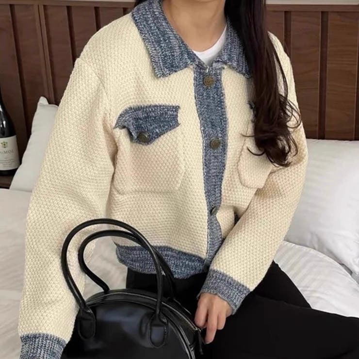 配色ニットジャケット/カーディガン | Alvia | 詳細画像3 