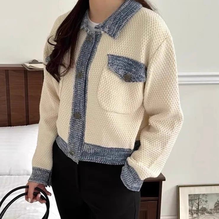 配色ニットジャケット/カーディガン | Alvia | 詳細画像4 