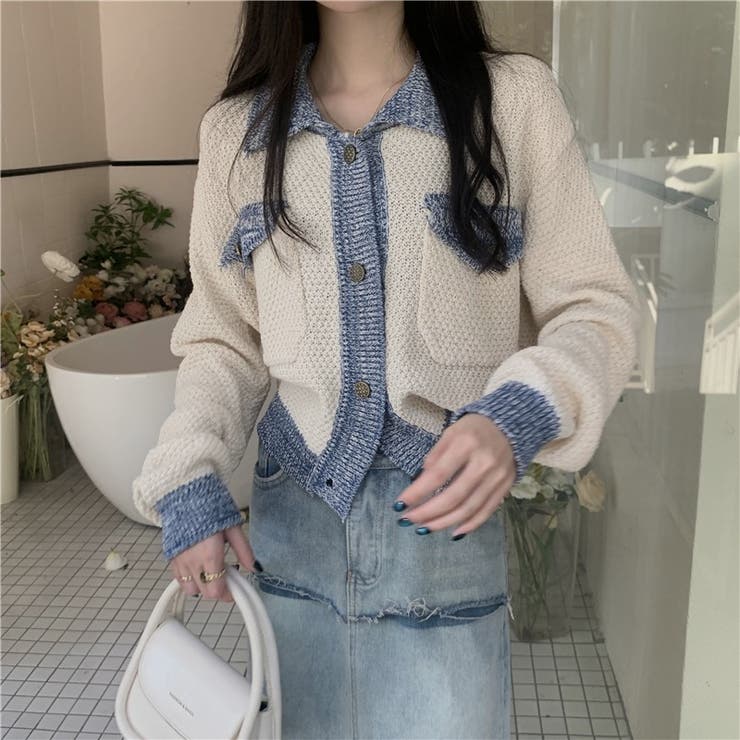 配色ニットジャケット/カーディガン | Alvia | 詳細画像7 