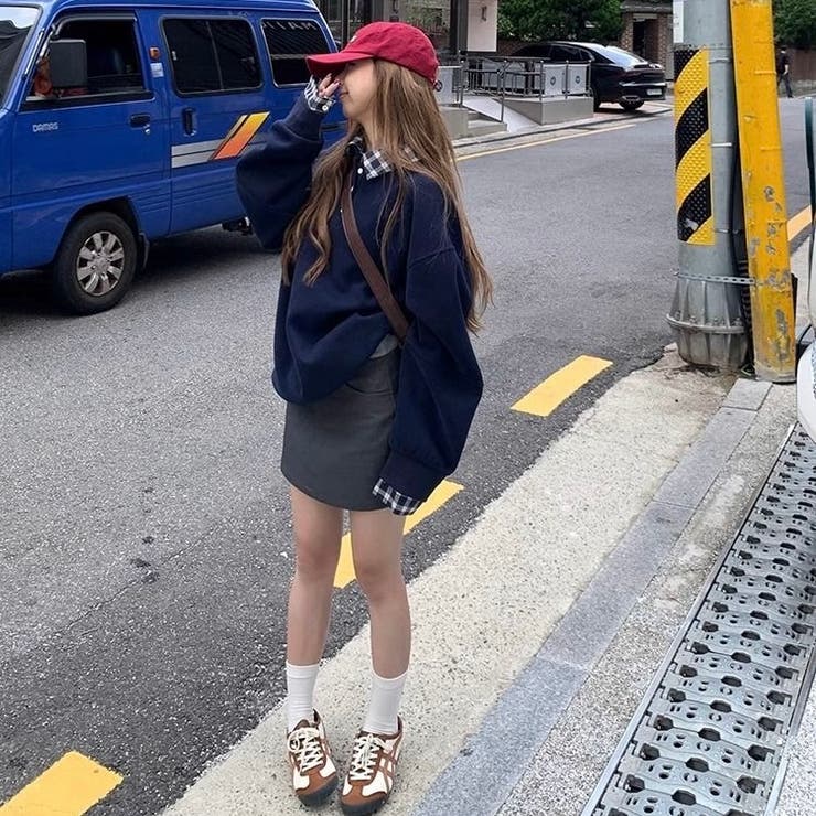 チェック切替 オーバーサイズ裏起毛フェイクレイヤードプルオーバー/トレーナー | Alvia | 詳細画像12 