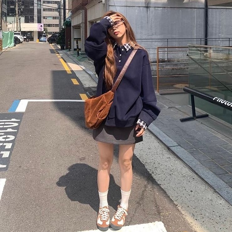 チェック切替 オーバーサイズ裏起毛フェイクレイヤードプルオーバー/トレーナー | Alvia | 詳細画像11 