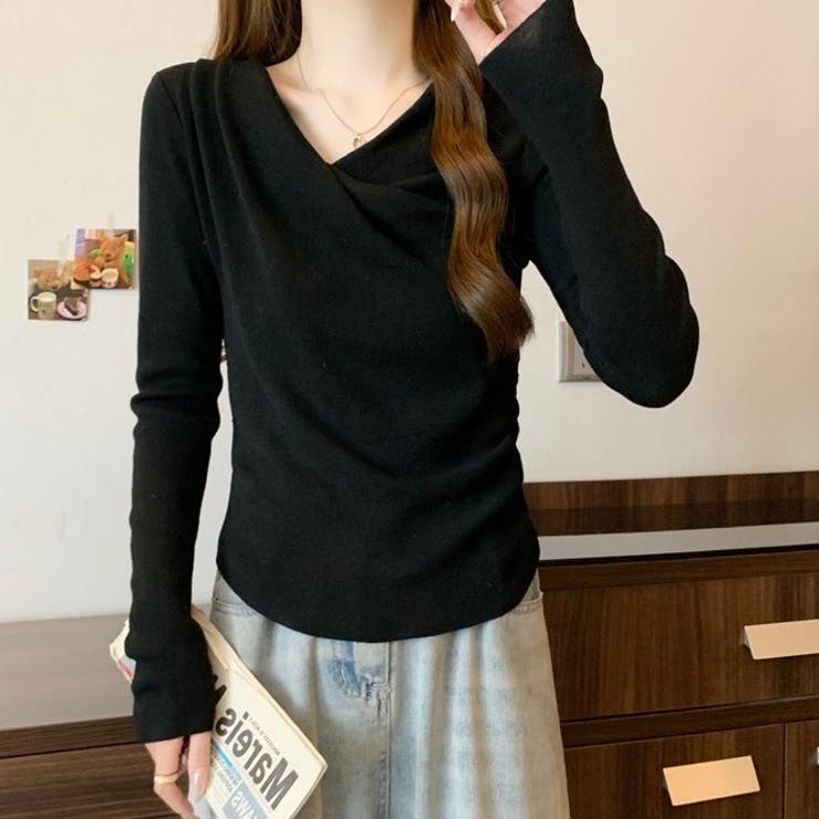 秋冬新作 アシメネックドレープニットトップス／大人フェミニン | Alvia | 詳細画像10 