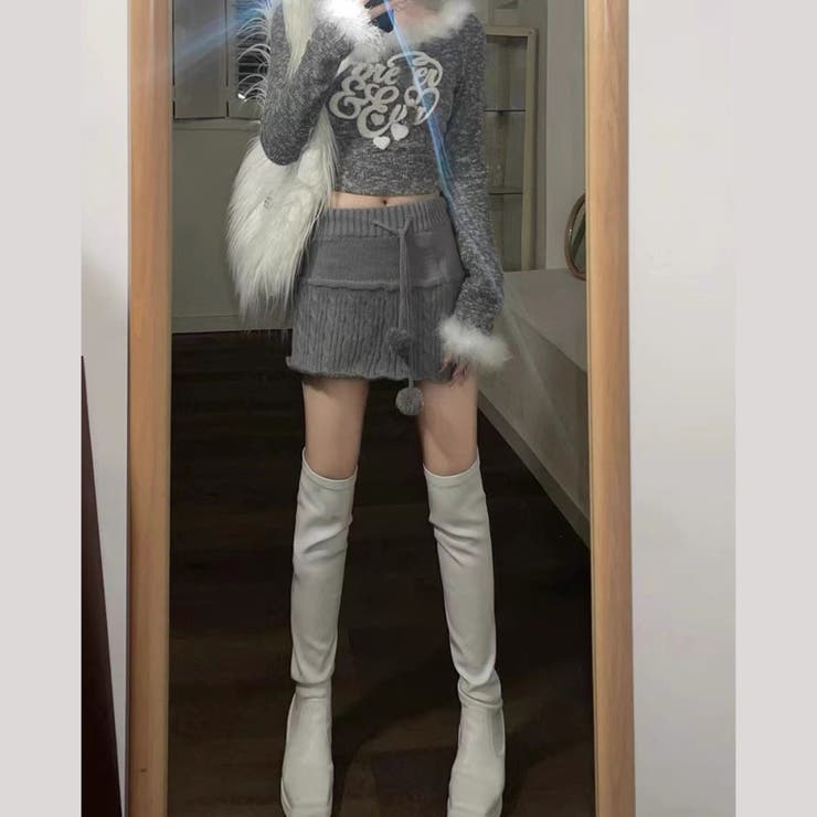 ショート丈ファー付きサガラ刺繍ハートロゴトップス | Alvia | 詳細画像5 