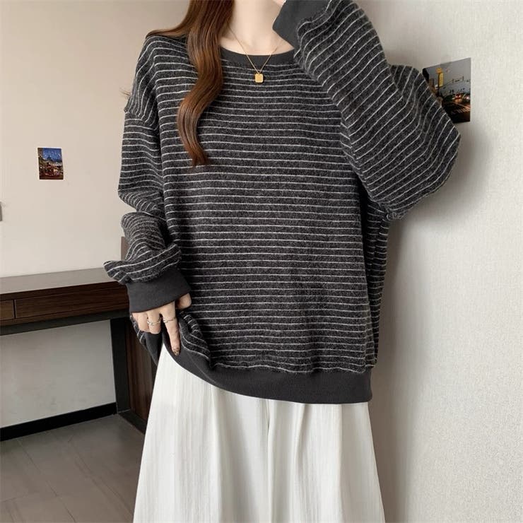 裏起毛ボーダートレーナー | Alvia | 詳細画像14 