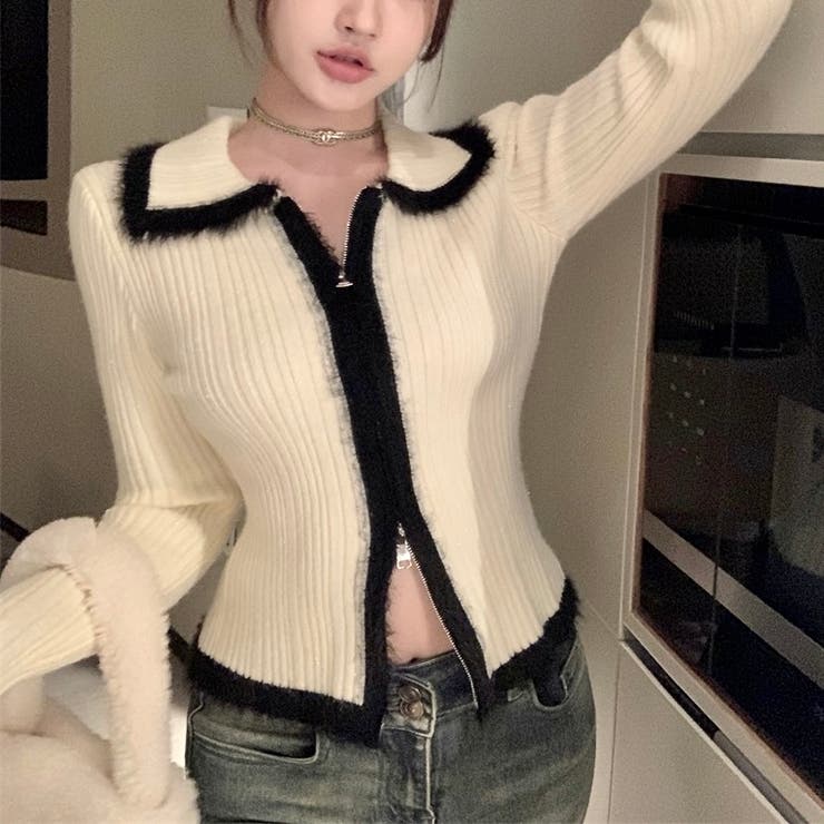 ダブルジップニットトップス | Alvia | 詳細画像9 