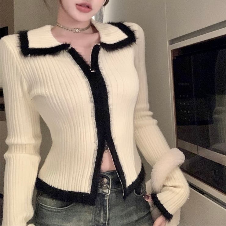 ダブルジップニットトップス | Alvia | 詳細画像11 