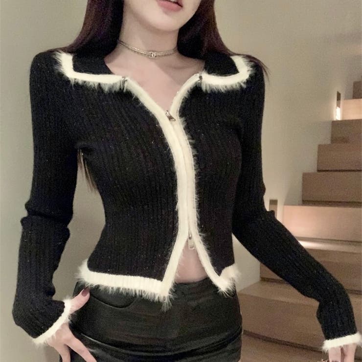 ダブルジップニットトップス | Alvia | 詳細画像15 