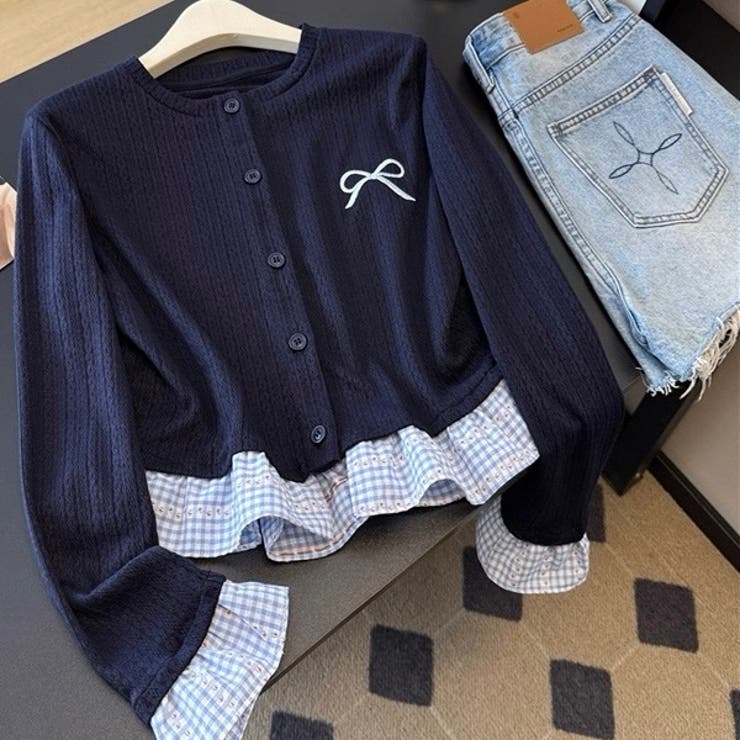 リボン刺繍レイヤード風トップス | Alvia | 詳細画像4 