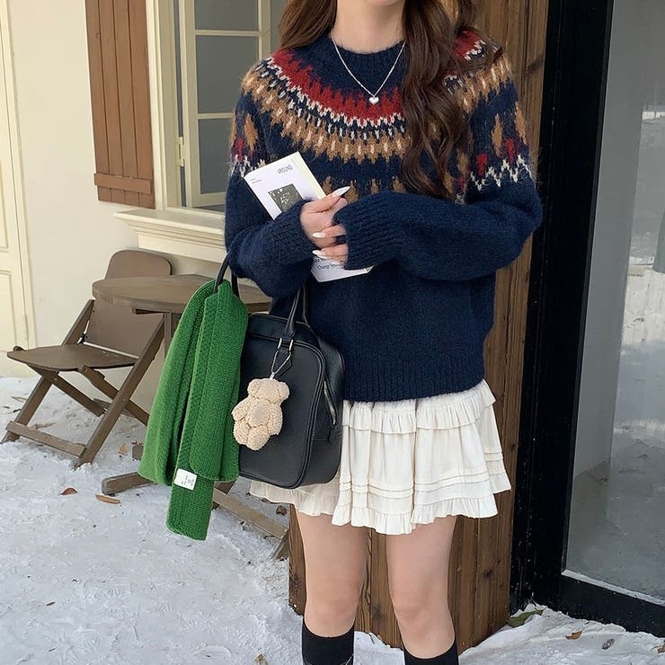 ノルディック柄ニットプルオーバー | Alvia | 詳細画像9 