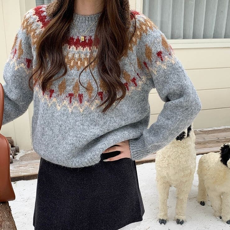 ノルディック柄ニットプルオーバー | Alvia | 詳細画像3 