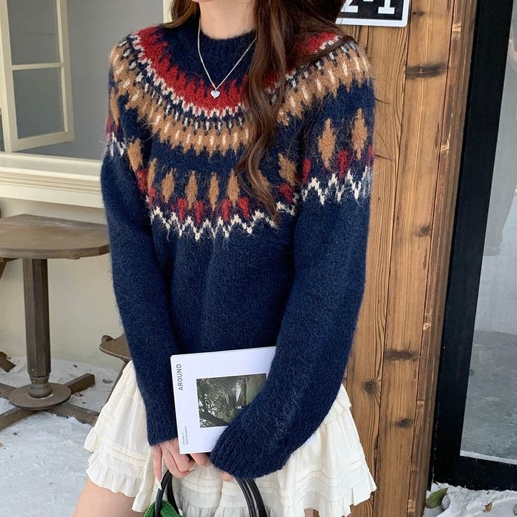 ノルディック柄ニットプルオーバー | Alvia | 詳細画像7 