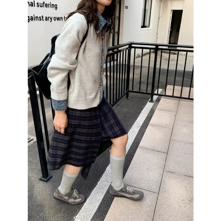 デニムレイヤード風ニットカーディガン | Alvia | 詳細画像7 