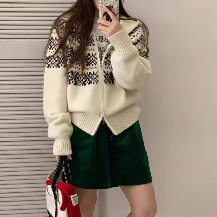 ノルディック柄フード付き ニット | Alvia | 詳細画像3 