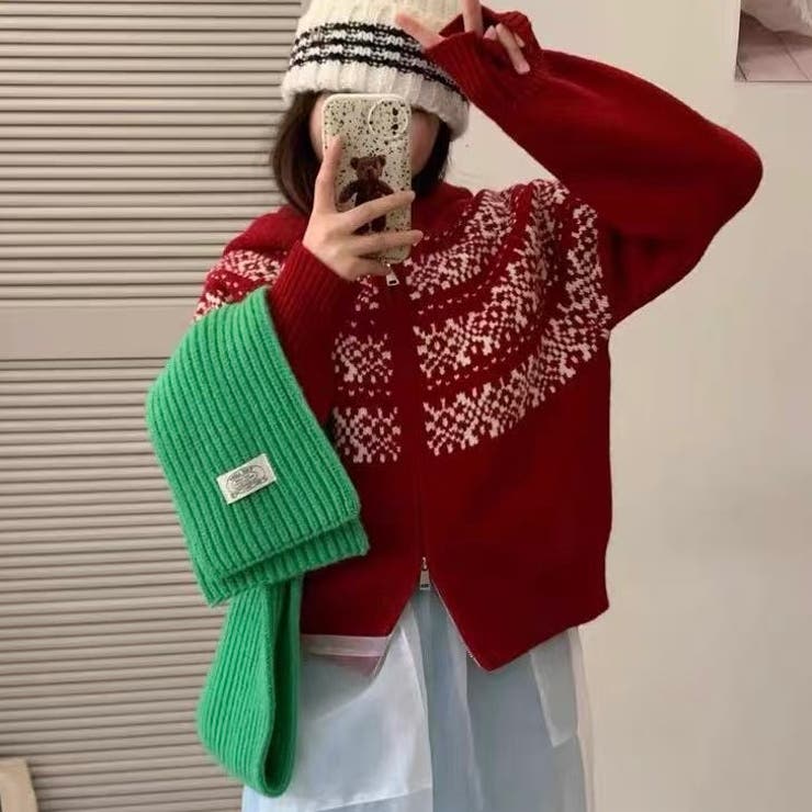 ノルディック柄フード付き ニット | Alvia | 詳細画像4 