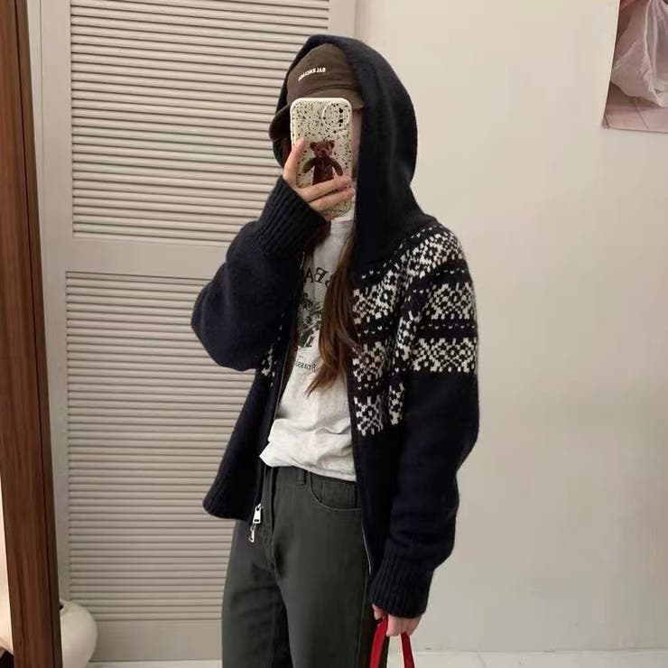 ノルディック柄フード付き ニット | Alvia | 詳細画像6 