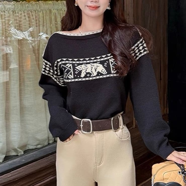 ノルディック柄ニットプルオーバー | Alvia | 詳細画像12 